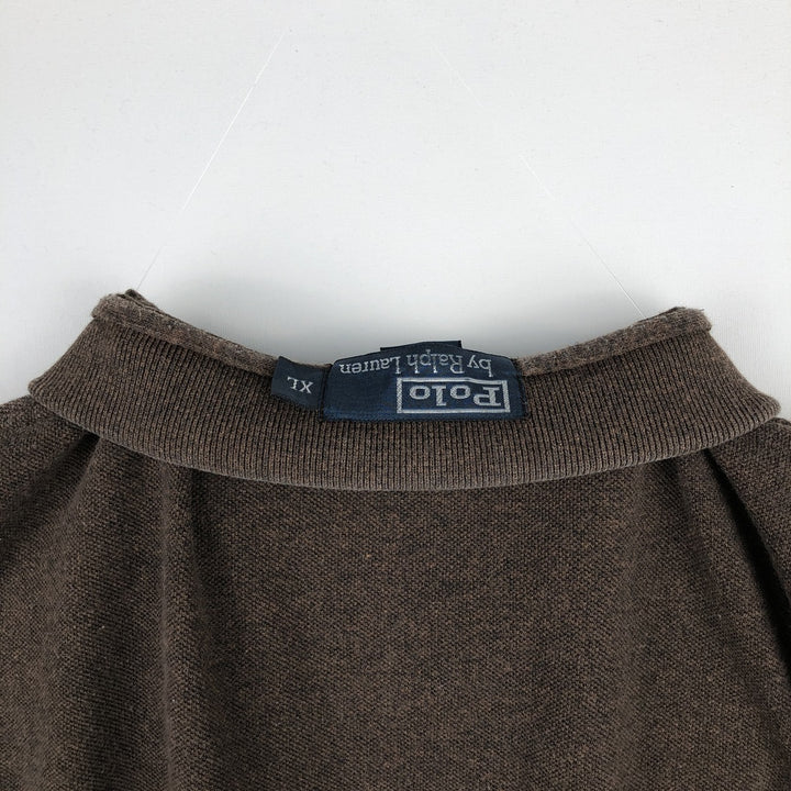 Ralph Lauren POLO by Ralph Lauren CUSTOM FIT Long-Sleeve Polo Shirt, Men's Size XL (approx.) cotton brown type Vintage Second Hand