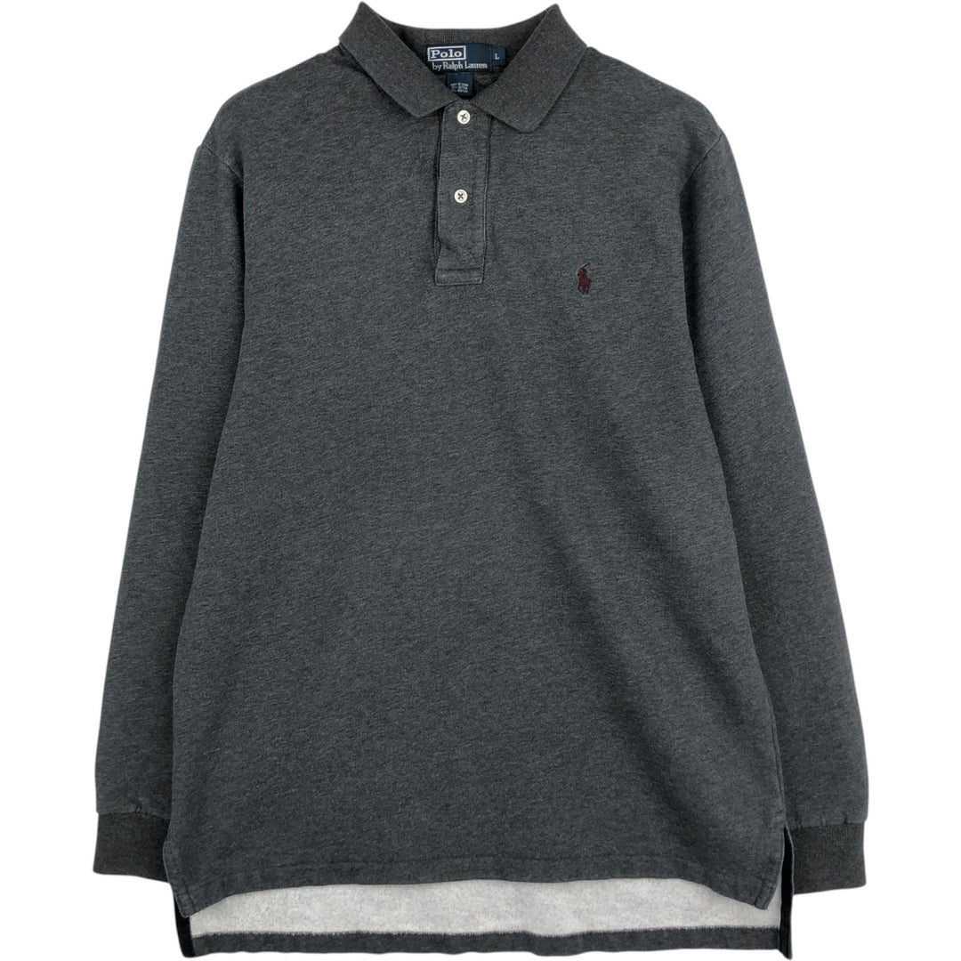 Ralph Lauren POLO by Ralph Lauren CUSTOM FIT long sleeve polo shirt, men's size L cotton Charcoal Vintage Second Hand