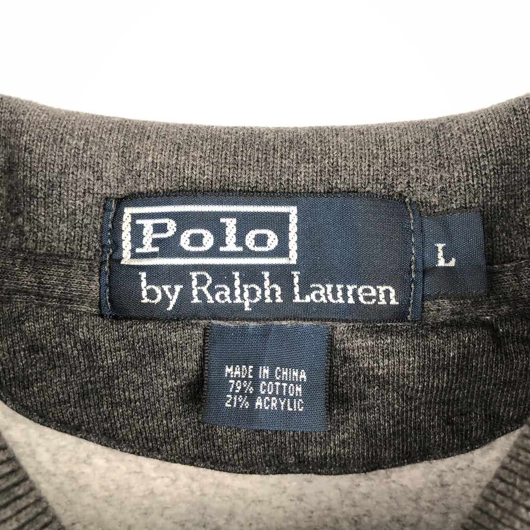 Ralph Lauren POLO by Ralph Lauren CUSTOM FIT long sleeve polo shirt, men's size L cotton Charcoal Vintage Second Hand