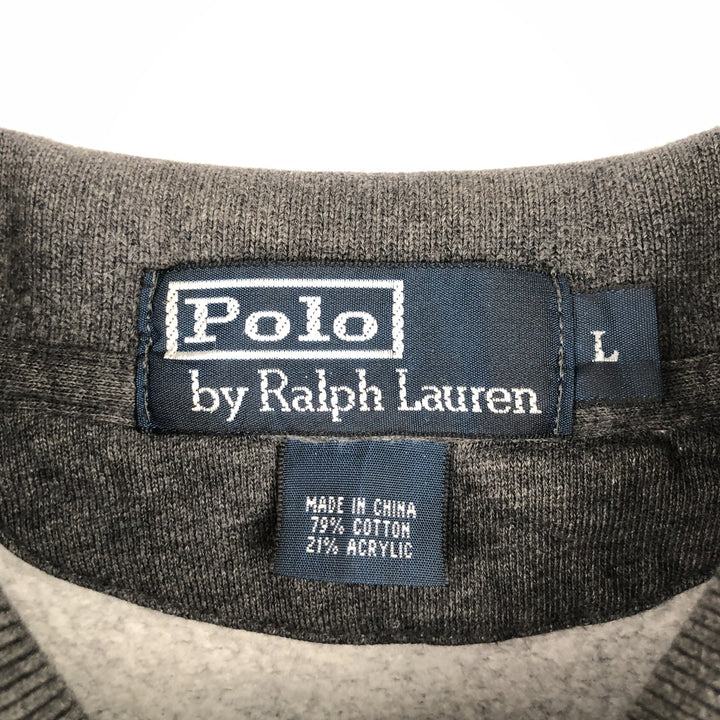 Ralph Lauren POLO by Ralph Lauren CUSTOM FIT long sleeve polo shirt, men's size L cotton Charcoal Vintage Second Hand