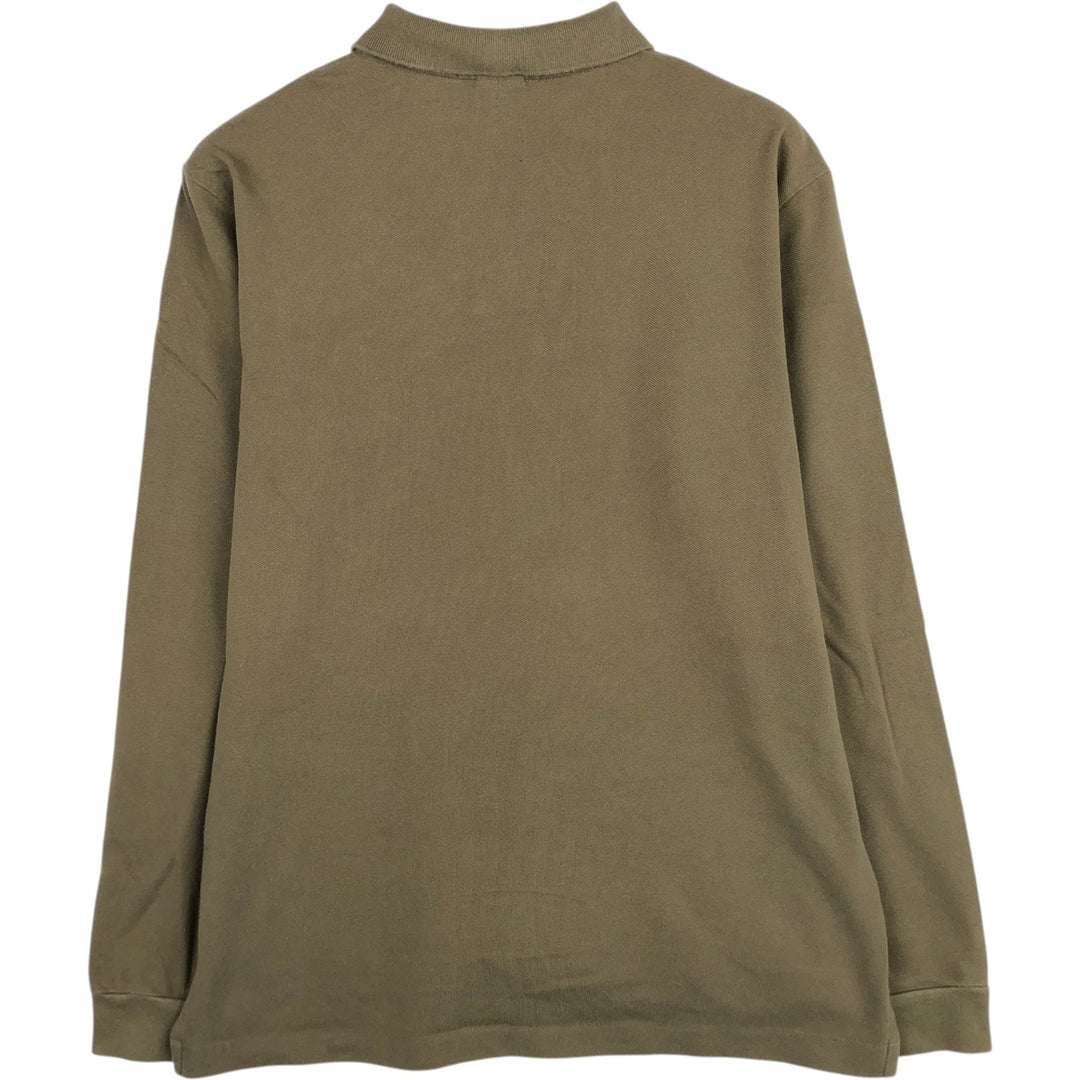 Ralph Lauren POLO by Ralph Lauren CUSTOM FIT long sleeve polo shirt, men's size M cotton beige type brown Vintage Second Hand