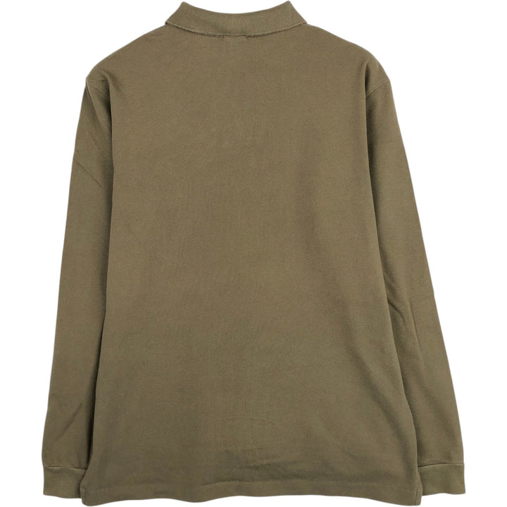 Ralph Lauren POLO by Ralph Lauren CUSTOM FIT long sleeve polo shirt, men's size M cotton beige type brown Vintage Second Hand