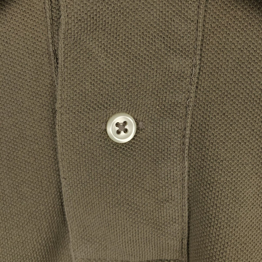 Ralph Lauren POLO by Ralph Lauren CUSTOM FIT long sleeve polo shirt, men's size M cotton beige type brown Vintage Second Hand
