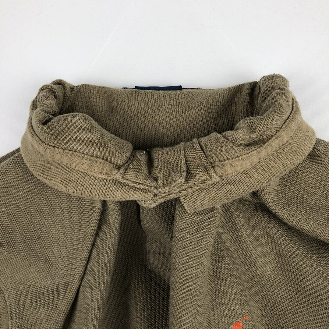 Ralph Lauren POLO by Ralph Lauren CUSTOM FIT long sleeve polo shirt, men's size M cotton beige type brown Vintage Second Hand