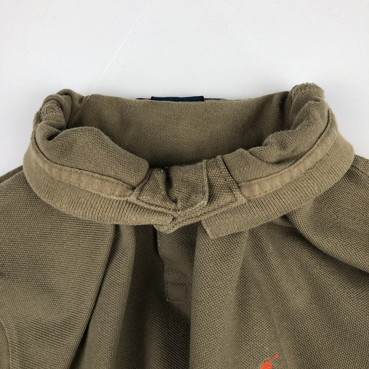 Ralph Lauren POLO by Ralph Lauren CUSTOM FIT long sleeve polo shirt, men's size M cotton beige type brown Vintage Second Hand
