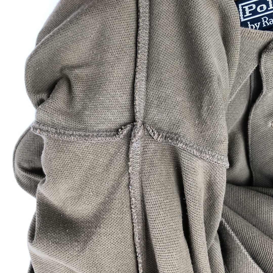 Ralph Lauren POLO by Ralph Lauren CUSTOM FIT long sleeve polo shirt, men's size M cotton beige type brown Vintage Second Hand