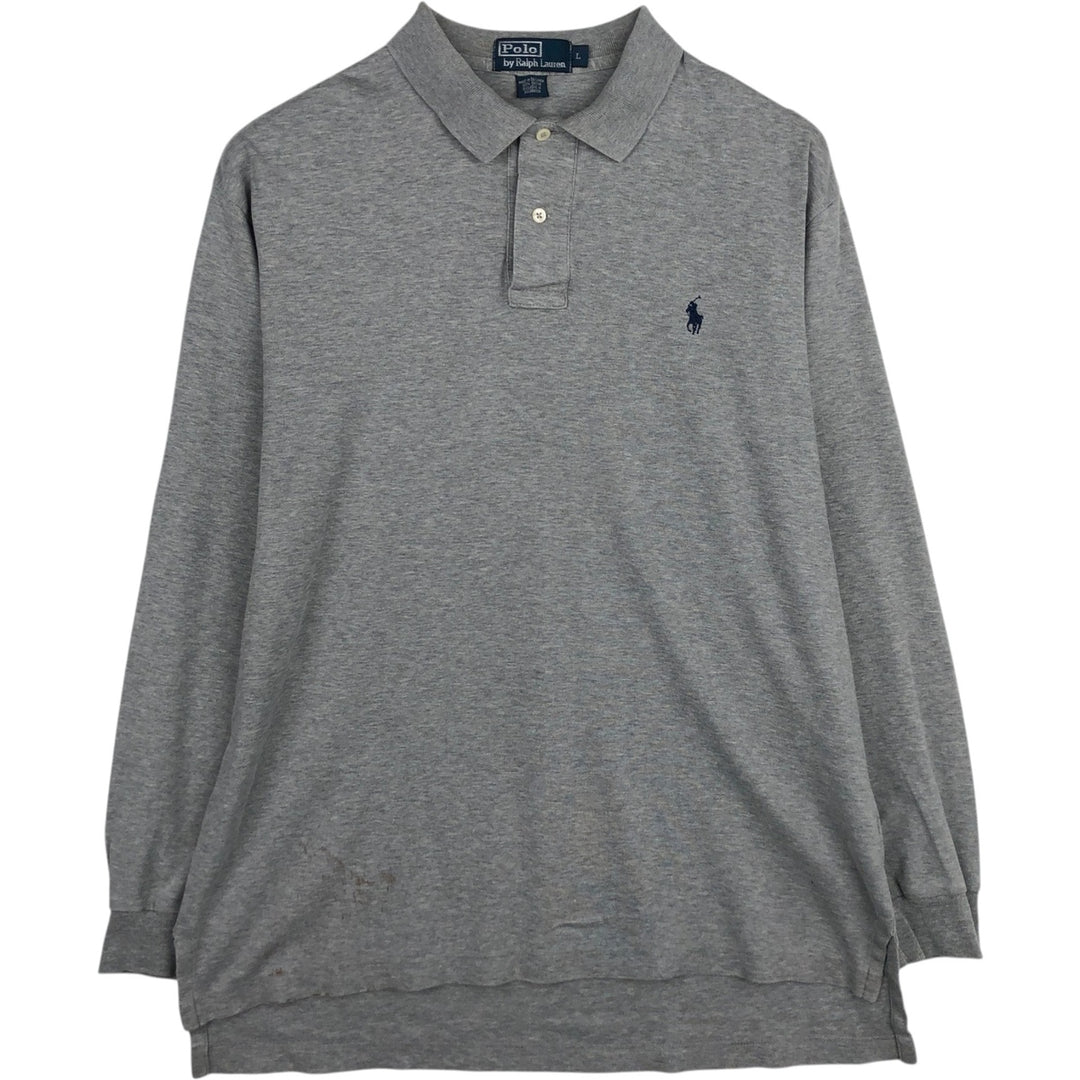 Ralph Lauren POLO by Ralph Lauren long sleeve polo shirt, men's size L cotton gray type Vintage Second Hand