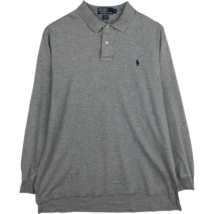 Ralph Lauren POLO by Ralph Lauren long sleeve polo shirt, men's size L cotton gray type Vintage Second Hand