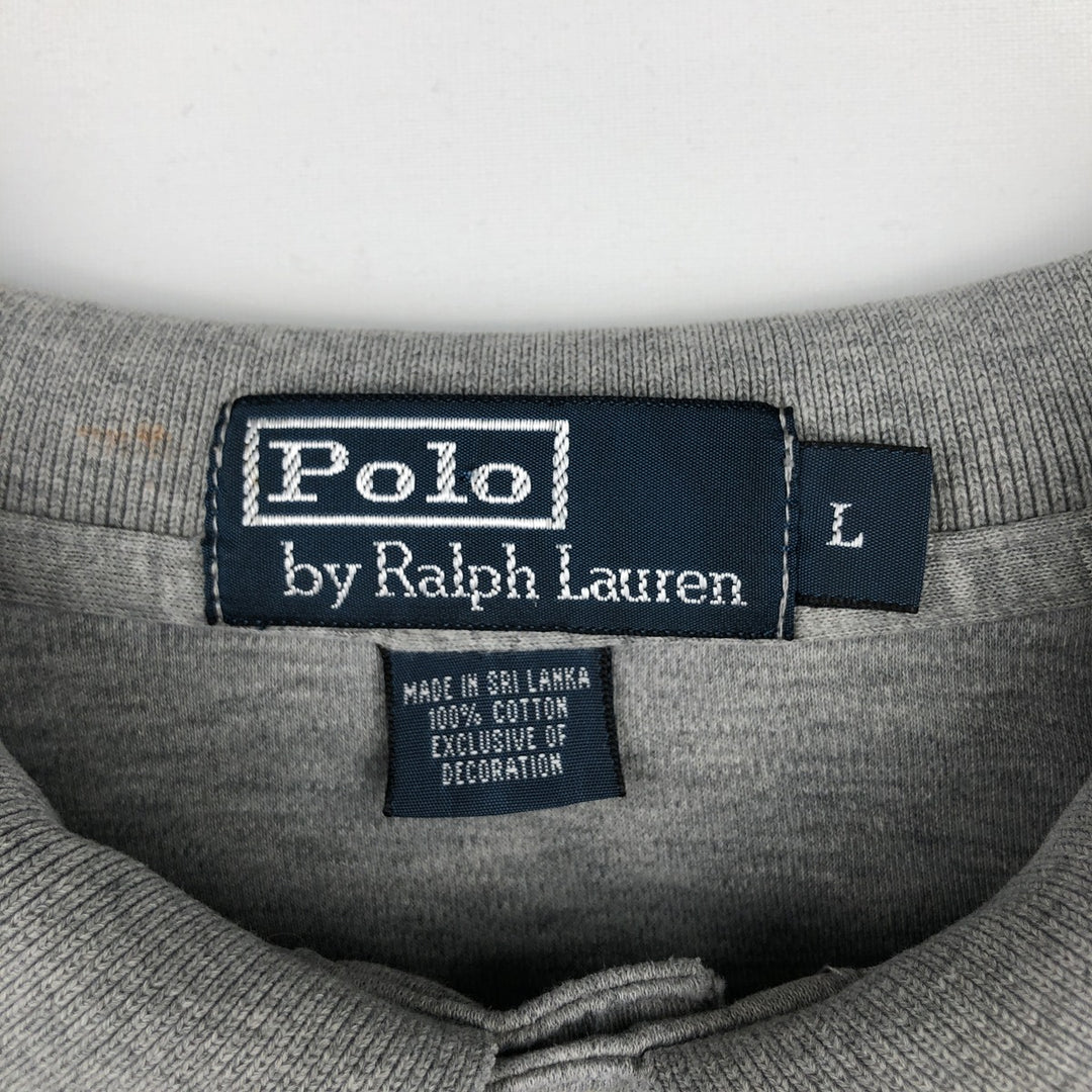 Ralph Lauren POLO by Ralph Lauren long sleeve polo shirt, men's size L cotton gray type Vintage Second Hand