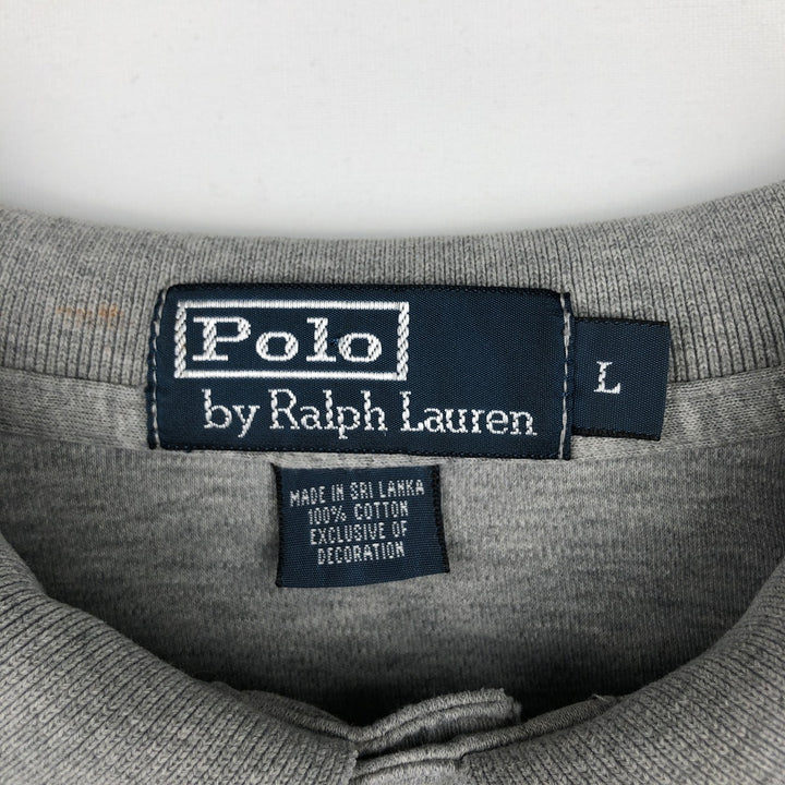 Ralph Lauren POLO by Ralph Lauren long sleeve polo shirt, men's size L cotton gray type Vintage Second Hand
