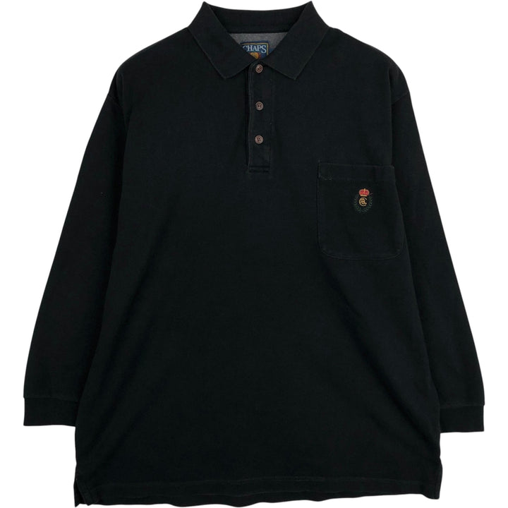 Ralph Lauren CHAPS long-sleeved polo shirt, men's size M cotton black type Vintage Second Hand