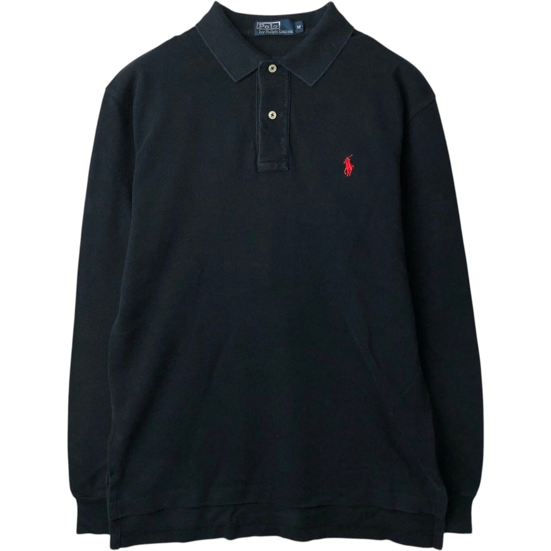 Ralph Lauren POLO by Ralph Lauren long sleeve polo shirt, men's size M cotton black type Vintage Second Hand