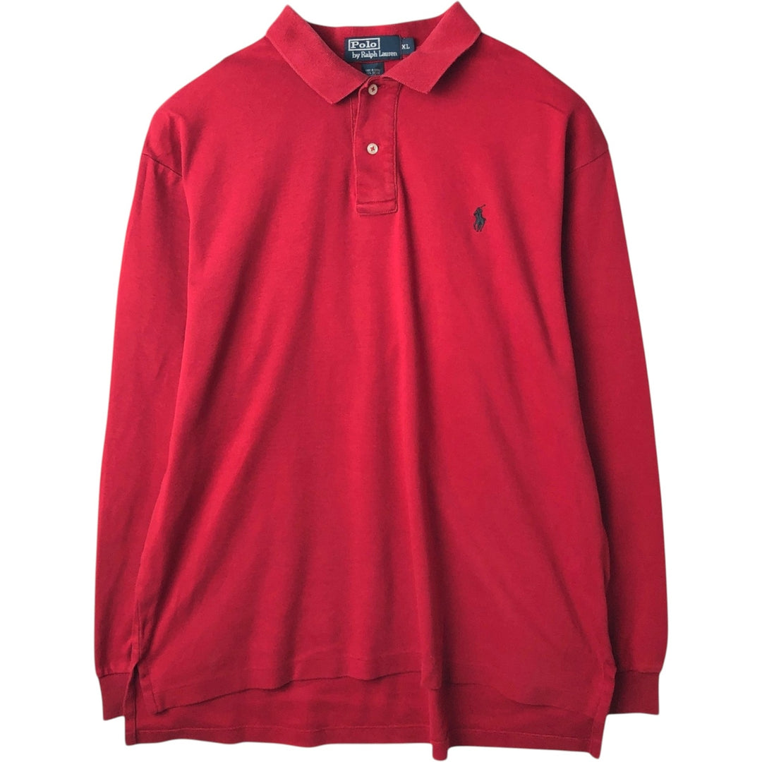Ralph Lauren POLO by Ralph Lauren long sleeve polo shirt, men's XL size cotton red type Vintage Second Hand