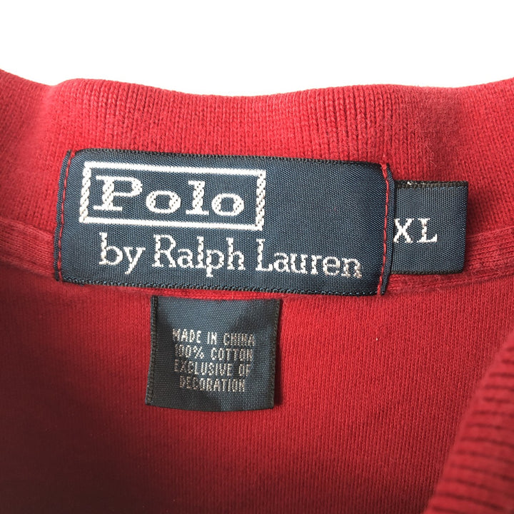 Ralph Lauren POLO by Ralph Lauren long sleeve polo shirt, men's XL size cotton red type Vintage Second Hand