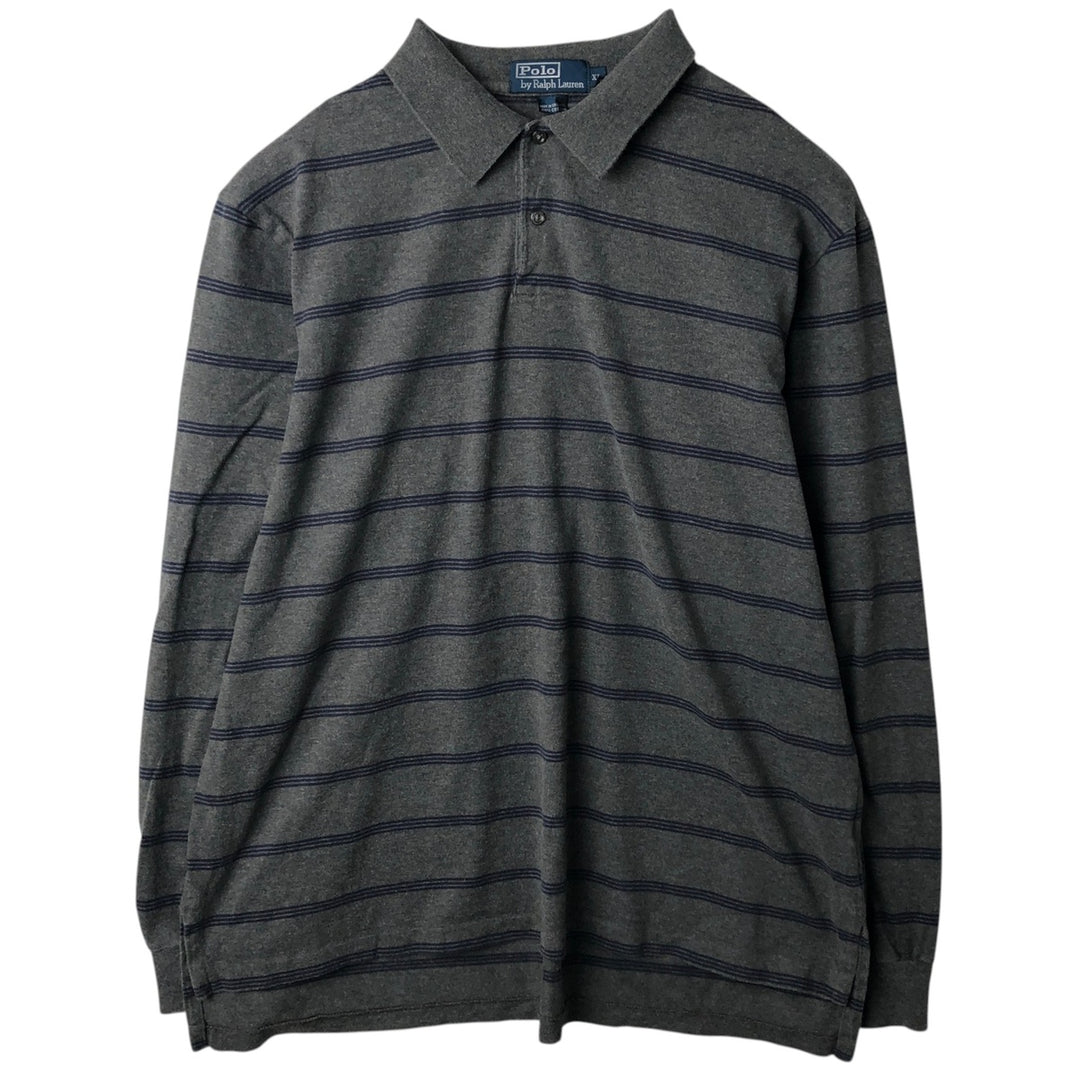 Ralph Lauren POLO by Ralph Lauren Long Sleeve Striped Polo Shirt Men's XL cotton gray type Vintage Second Hand