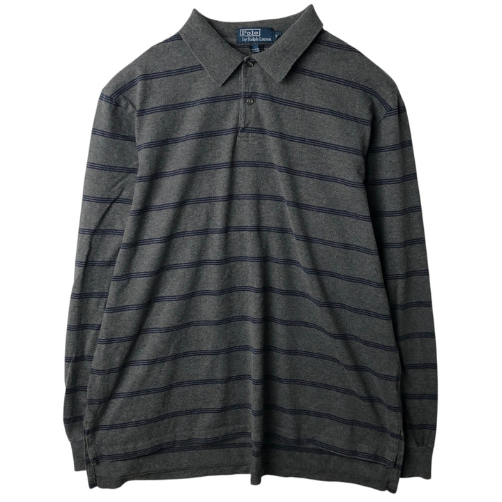 Ralph Lauren POLO by Ralph Lauren Long Sleeve Striped Polo Shirt Men's XL cotton gray type Vintage Second Hand
