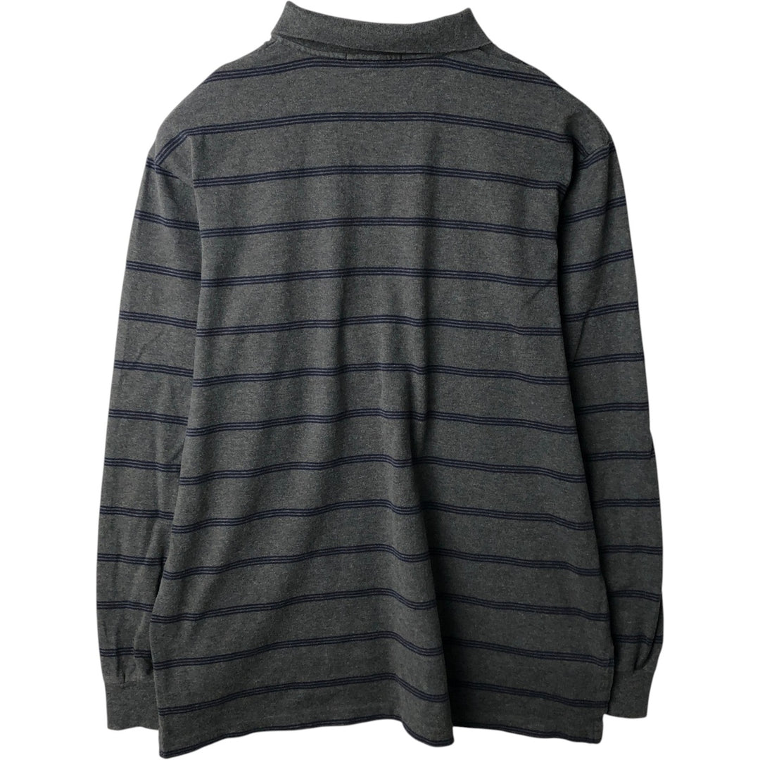 Ralph Lauren POLO by Ralph Lauren Long Sleeve Striped Polo Shirt Men's XL cotton gray type Vintage Second Hand