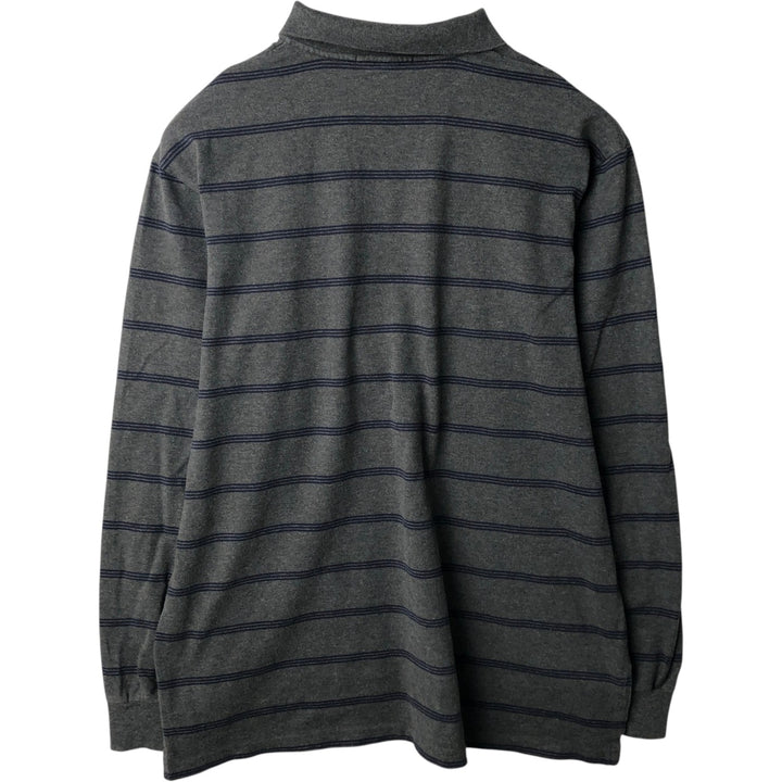 Ralph Lauren POLO by Ralph Lauren Long Sleeve Striped Polo Shirt Men's XL cotton gray type Vintage Second Hand