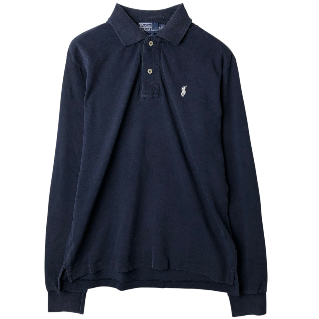 Ralph Lauren POLO by Ralph Lauren CUSTOM FIT long sleeve polo shirt, men's size M cotton navy blue type Vintage Second Hand