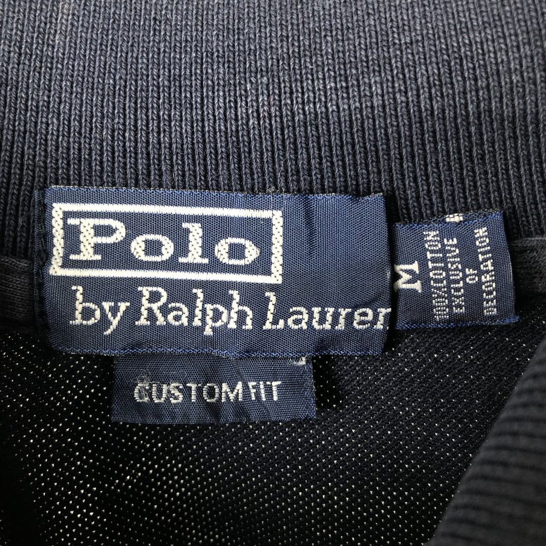 Ralph Lauren POLO by Ralph Lauren CUSTOM FIT long sleeve polo shirt, men's size M cotton navy blue type Vintage Second Hand