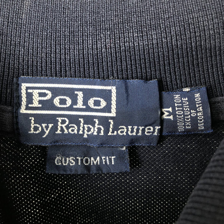 Ralph Lauren POLO by Ralph Lauren CUSTOM FIT long sleeve polo shirt, men's size M cotton navy blue type Vintage Second Hand