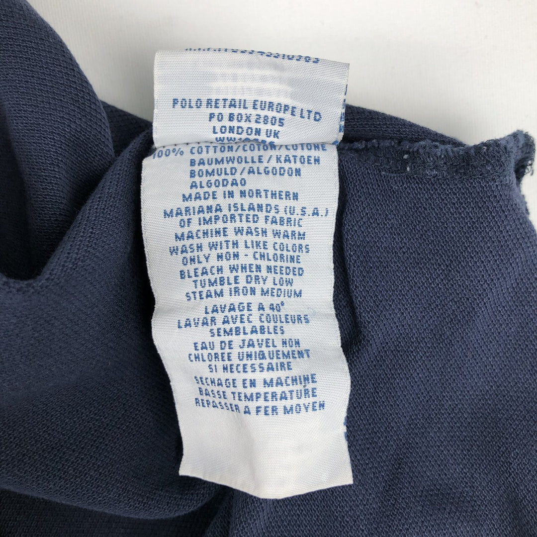 Ralph Lauren POLO by Ralph Lauren CUSTOM FIT long sleeve polo shirt, men's size M cotton navy blue type Vintage Second Hand