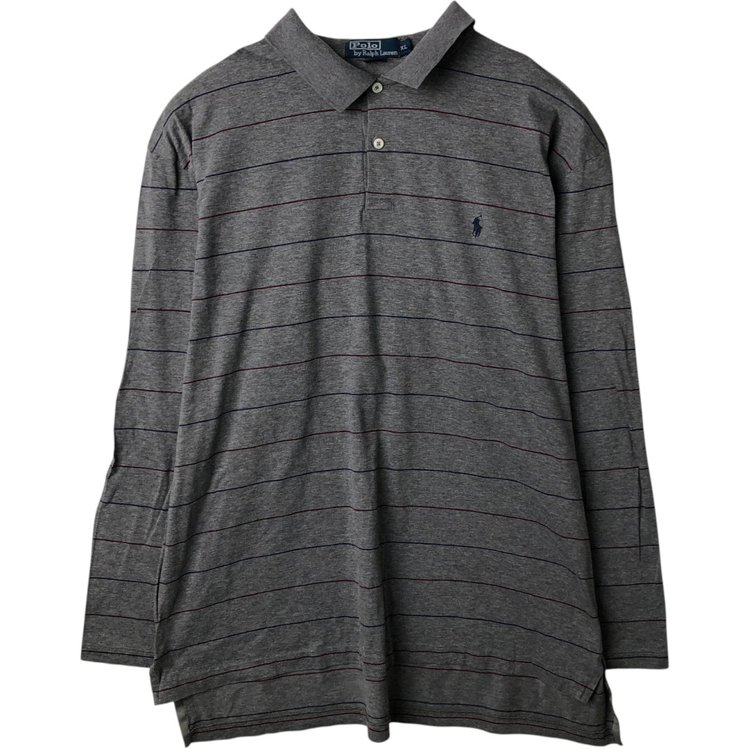 Ralph Lauren POLO by Ralph Lauren Long Sleeve Striped Polo Shirt Men's XL Pima Cotton gray type Vintage Second Hand