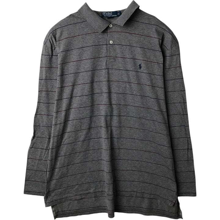 Ralph Lauren POLO by Ralph Lauren Long Sleeve Striped Polo Shirt Men's XL Pima Cotton gray type Vintage Second Hand