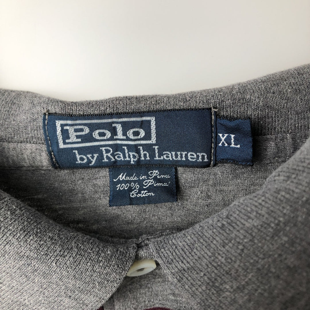Ralph Lauren POLO by Ralph Lauren Long Sleeve Striped Polo Shirt Men's XL Pima Cotton gray type Vintage Second Hand