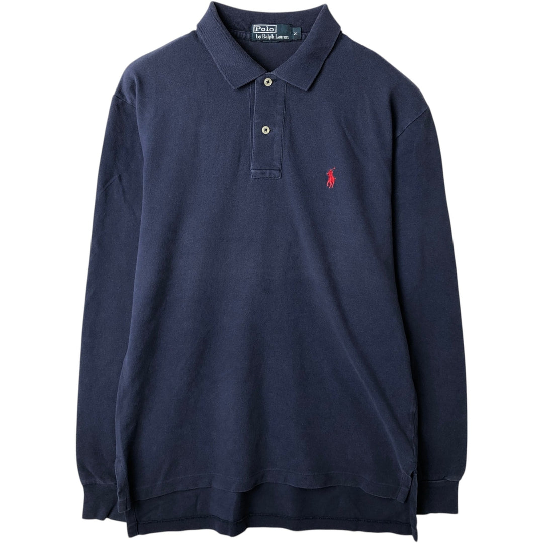 Ralph Lauren POLO by Ralph Lauren long sleeve polo shirt, men's size S cotton navy blue type Vintage Second Hand