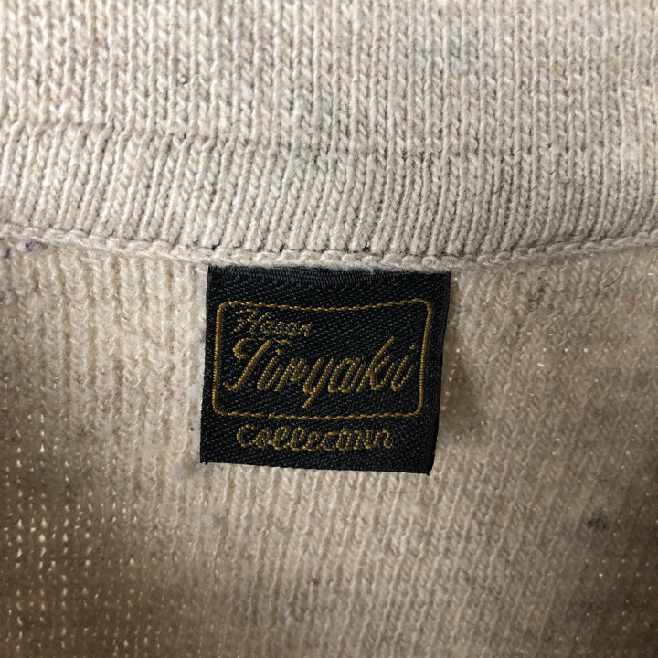 Tiryaki Collection All-over print cotton knit half-zip sweater, men's size M (approx.) unclear Beige type Vintage Second Hand