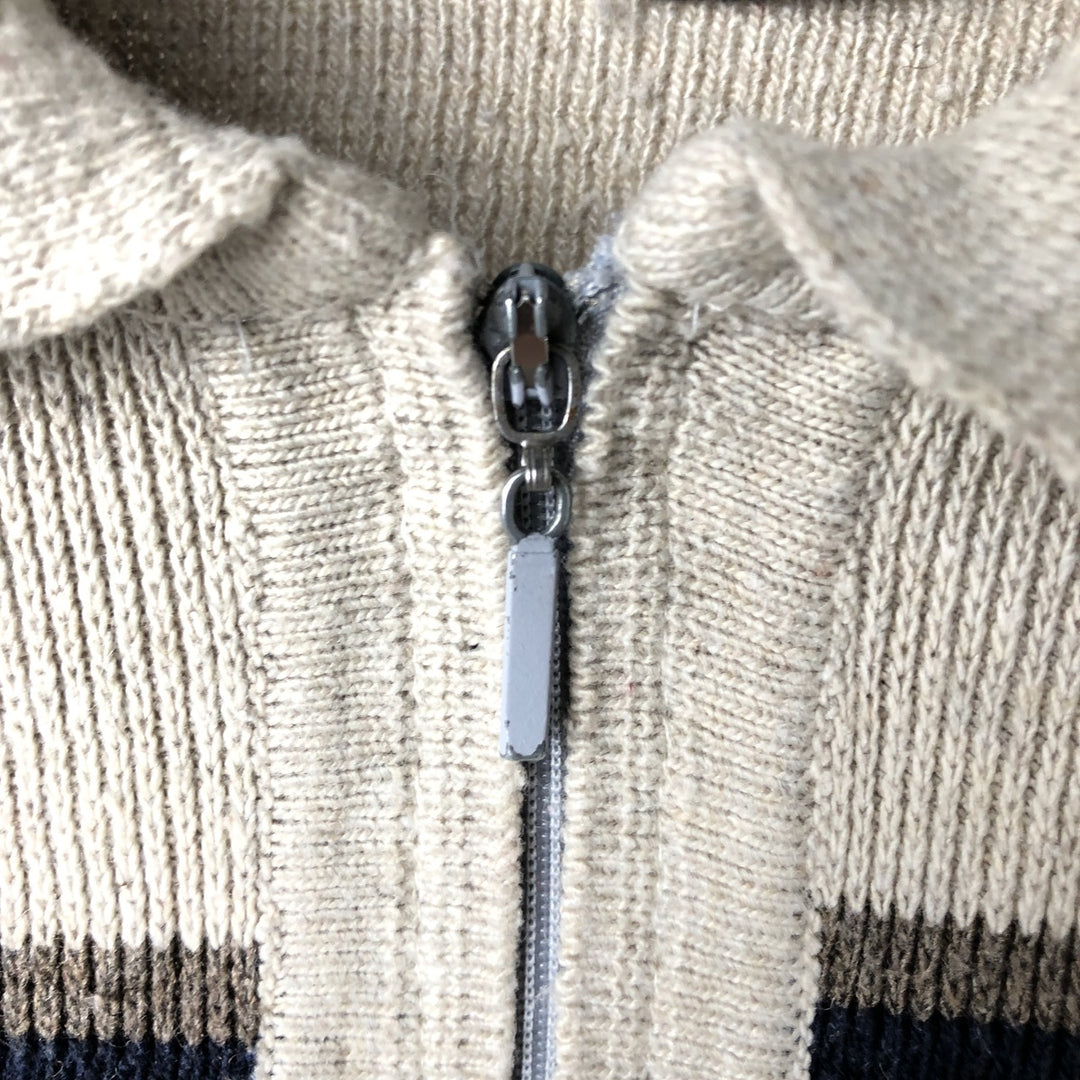 Tiryaki Collection All-over print cotton knit half-zip sweater, men's size M (approx.) unclear Beige type Vintage Second Hand
