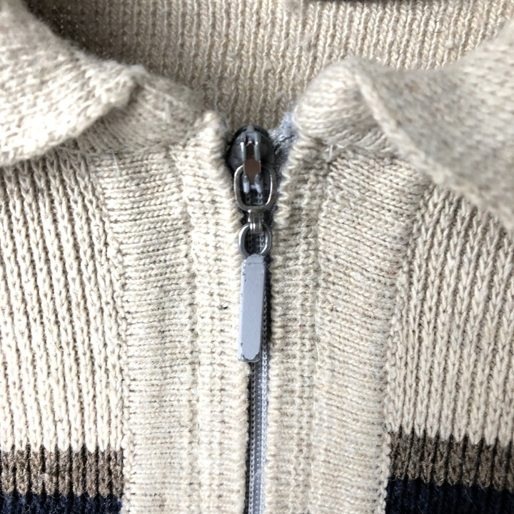 Tiryaki Collection All-over print cotton knit half-zip sweater, men's size M (approx.) unclear Beige type Vintage Second Hand