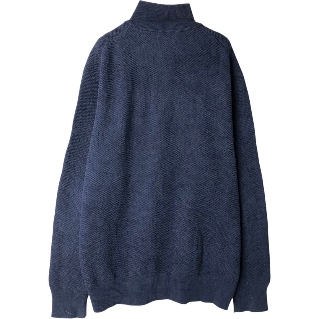 Brooks Brothers Cotton Knit Half-Zip Sweater, Men's Size L cotton navy blue type Vintage Second Hand