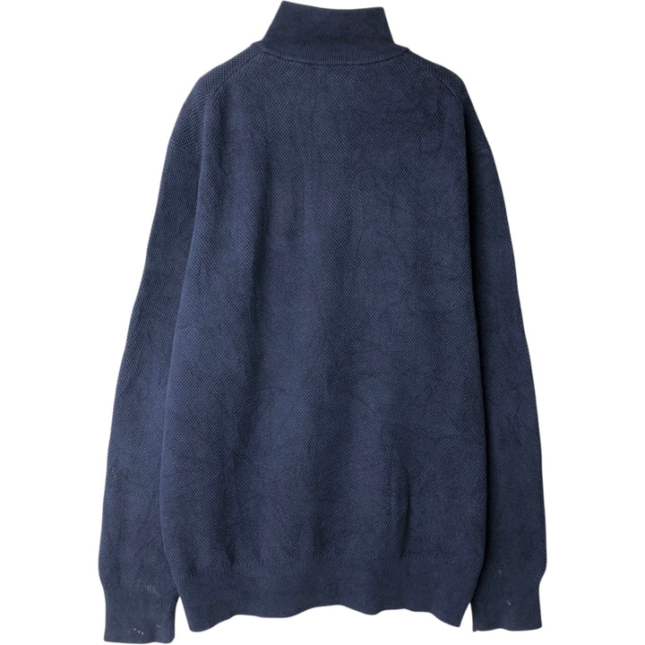 Brooks Brothers Cotton Knit Half-Zip Sweater, Men's Size L cotton navy blue type Vintage Second Hand