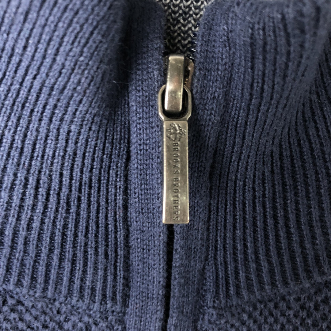 Brooks Brothers Cotton Knit Half-Zip Sweater, Men's Size L cotton navy blue type Vintage Second Hand