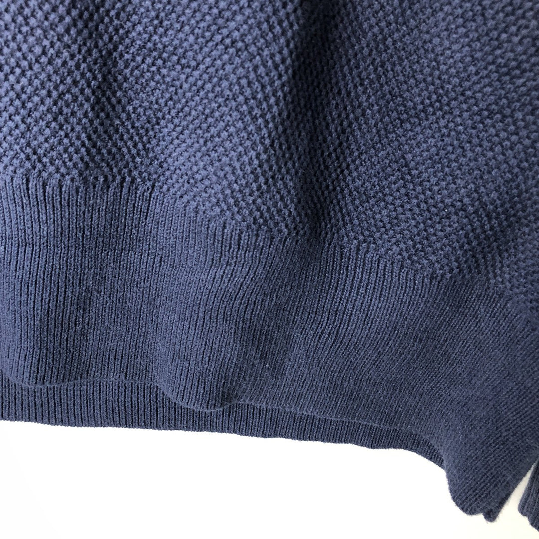 Brooks Brothers Cotton Knit Half-Zip Sweater, Men's Size L cotton navy blue type Vintage Second Hand