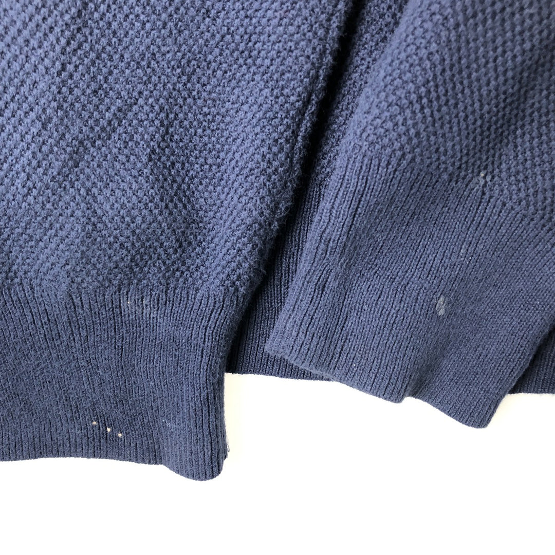 Brooks Brothers Cotton Knit Half-Zip Sweater, Men's Size L cotton navy blue type Vintage Second Hand