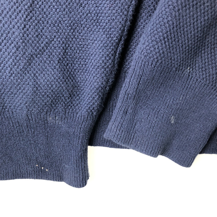 Brooks Brothers Cotton Knit Half-Zip Sweater, Men's Size L cotton navy blue type Vintage Second Hand