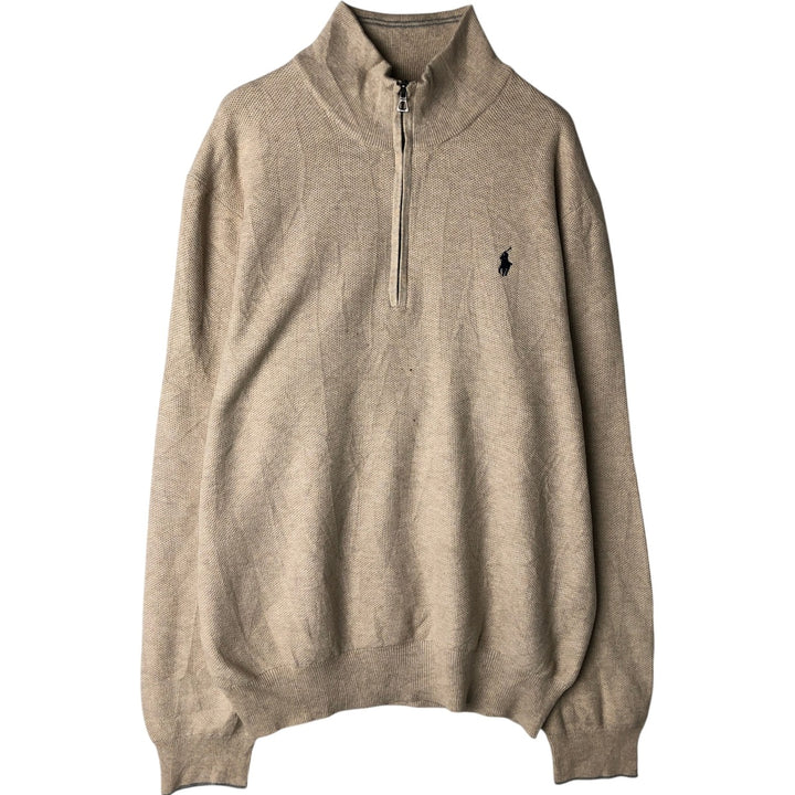 Ralph Lauren POLO RALPH LAUREN Cotton knit half zip sweater Men's XL size Pima Cotton Beige type Vintage Second Hand