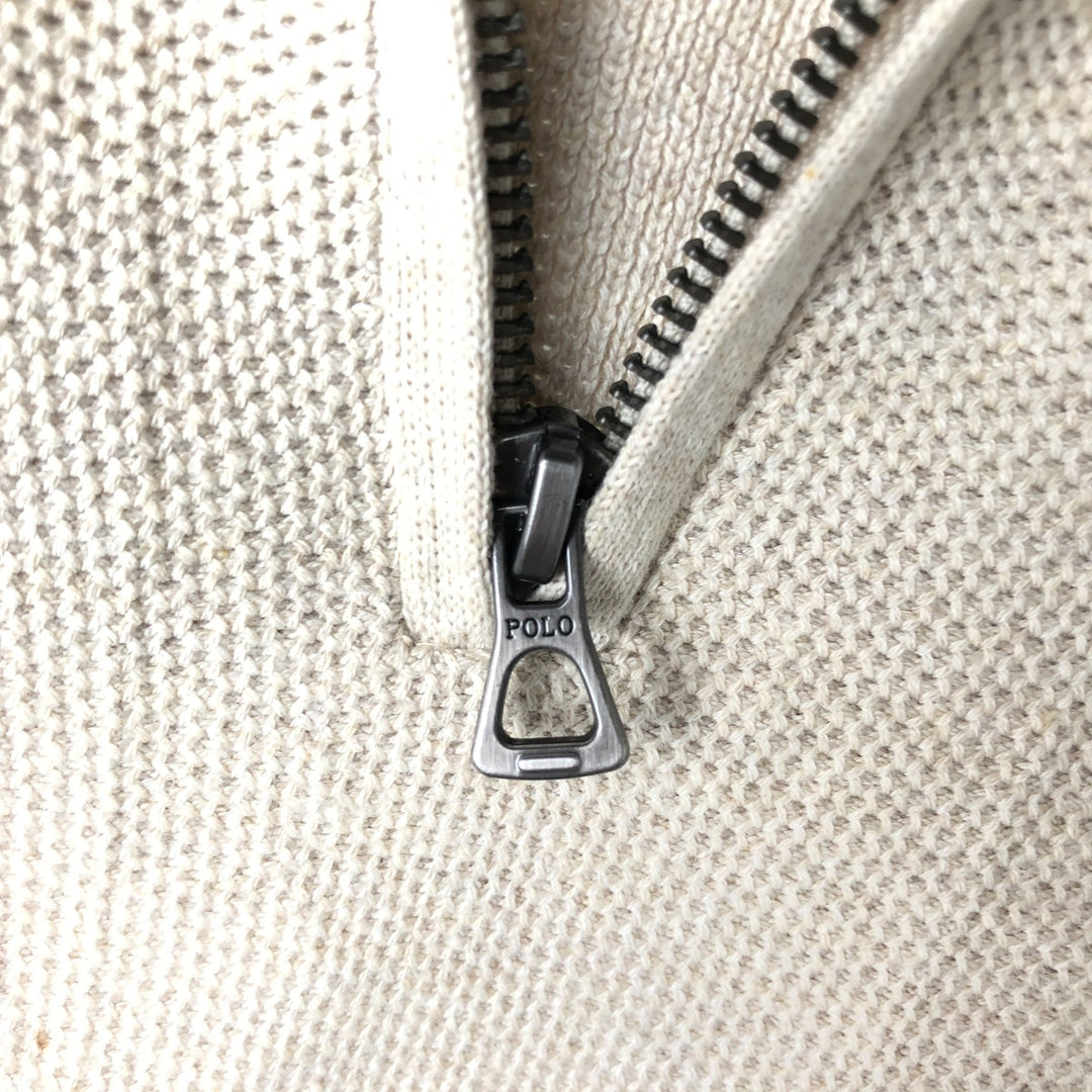 Ralph Lauren POLO RALPH LAUREN Cotton knit half zip sweater Men's XL size Pima Cotton Beige type Vintage Second Hand