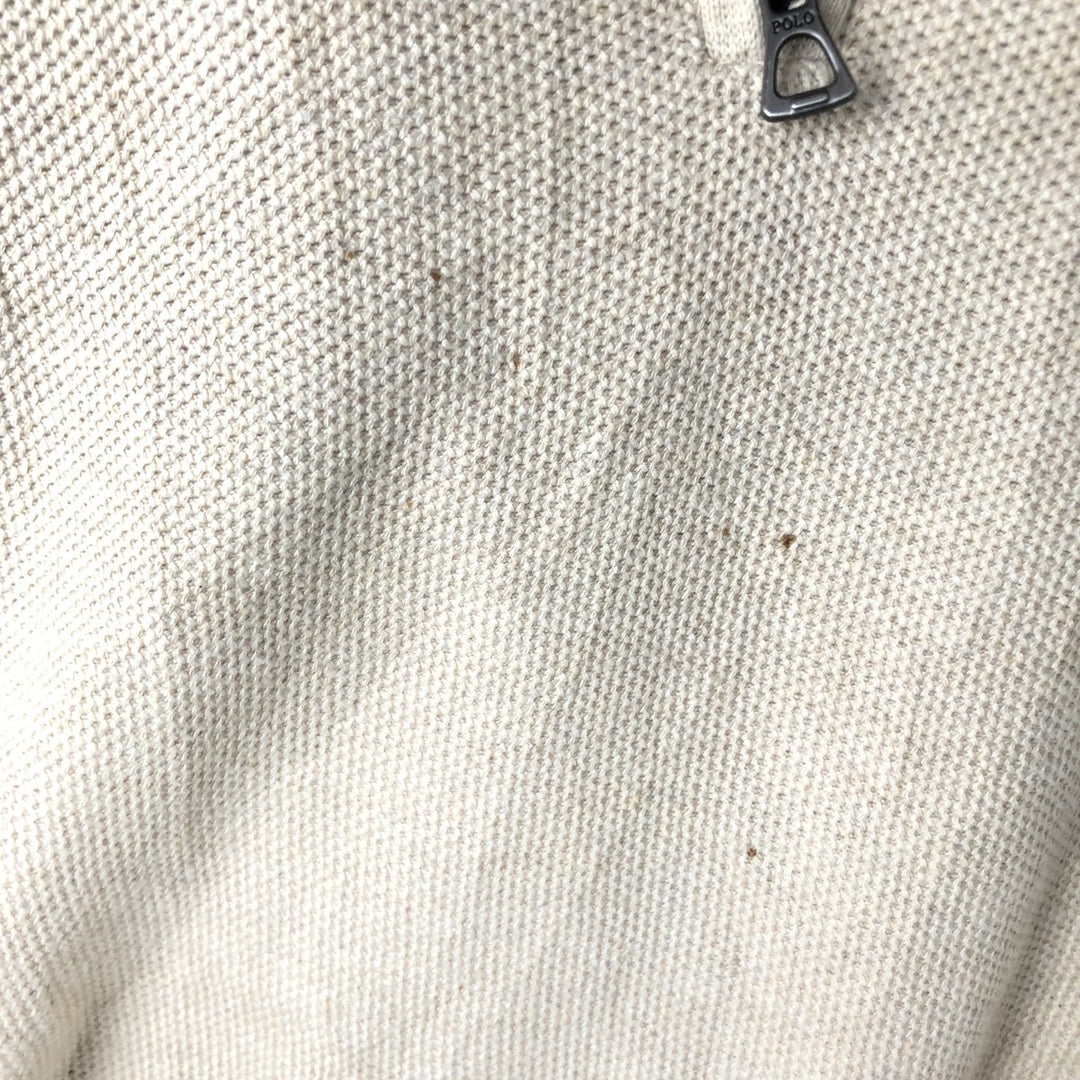 Ralph Lauren POLO RALPH LAUREN Cotton knit half zip sweater Men's XL size Pima Cotton Beige type Vintage Second Hand