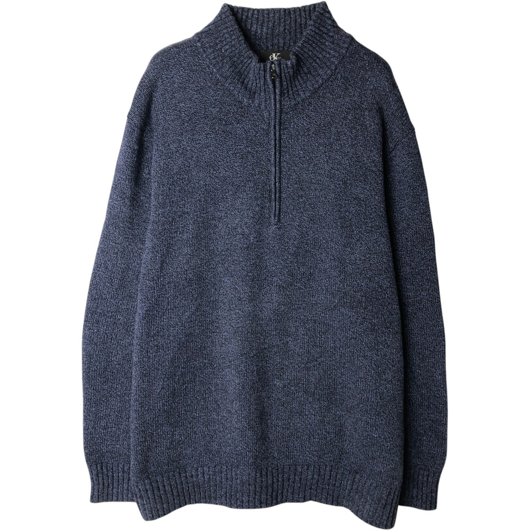 Calvin Klein Cotton Knit Half Zip Sweater Men's XL cotton navy blue type Vintage Second Hand