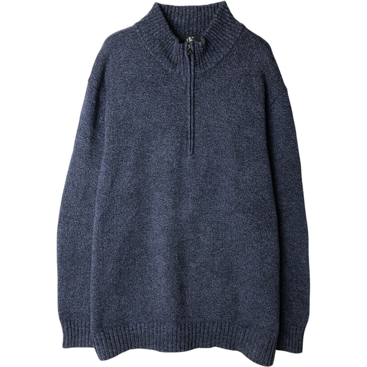 Calvin Klein Cotton Knit Half Zip Sweater Men's XL cotton navy blue type Vintage Second Hand
