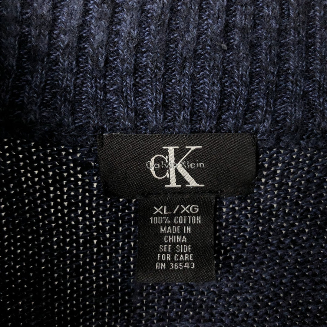 Calvin Klein Cotton Knit Half Zip Sweater Men's XL cotton navy blue type Vintage Second Hand