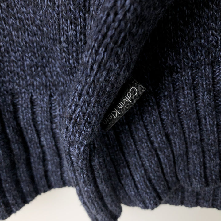 Calvin Klein Cotton Knit Half Zip Sweater Men's XL cotton navy blue type Vintage Second Hand