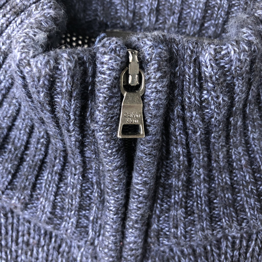 Calvin Klein Cotton Knit Half Zip Sweater Men's XL cotton navy blue type Vintage Second Hand