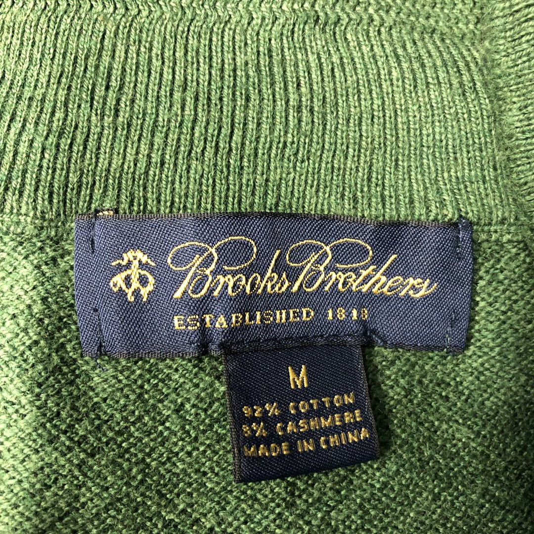 Brooks Brothers 1818 Cashmere Blend Wool Knit Half-Zip Sweater, Men's Size M (approx.) cotton green type Vintage Second Hand