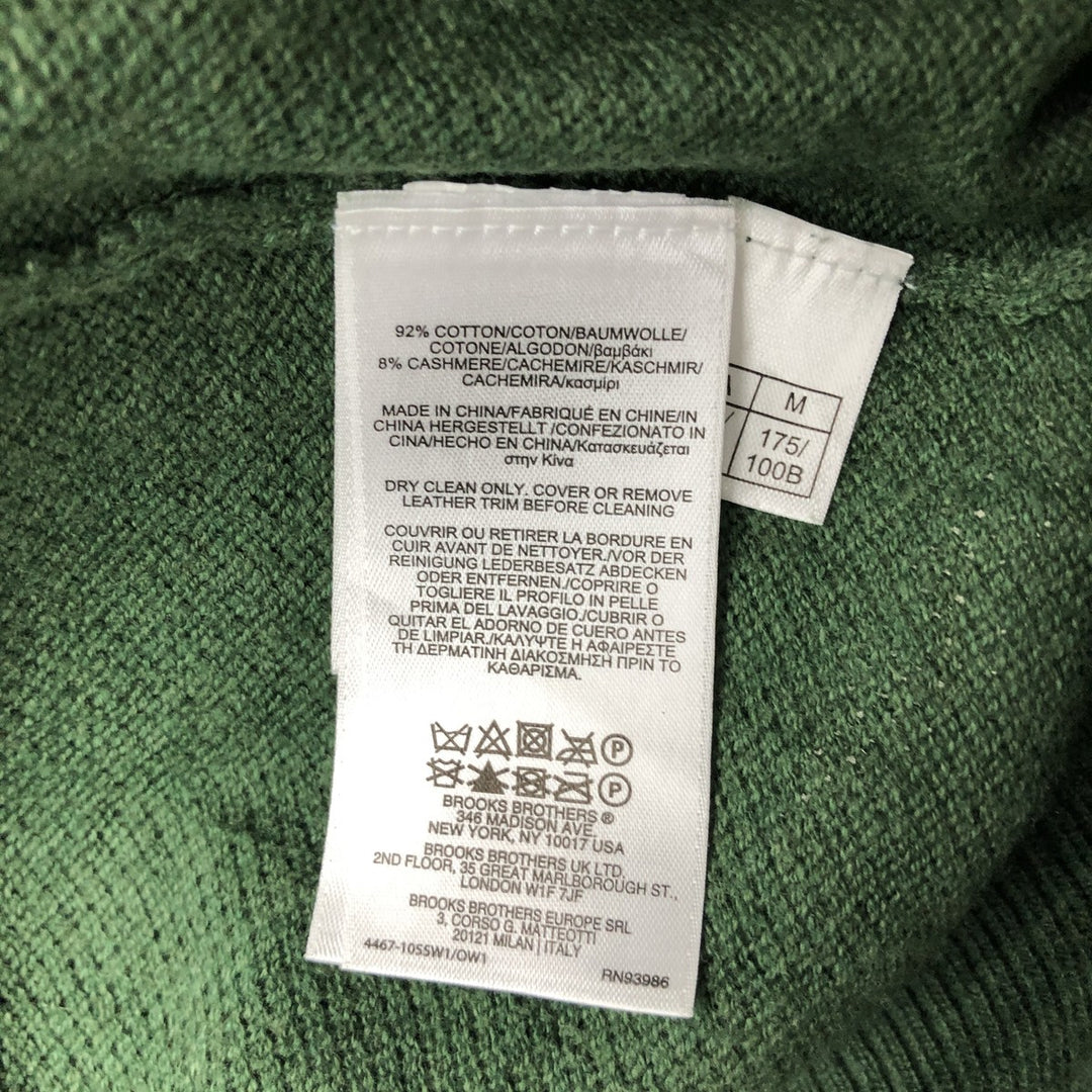 Brooks Brothers 1818 Cashmere Blend Wool Knit Half-Zip Sweater, Men's Size M (approx.) cotton green type Vintage Second Hand