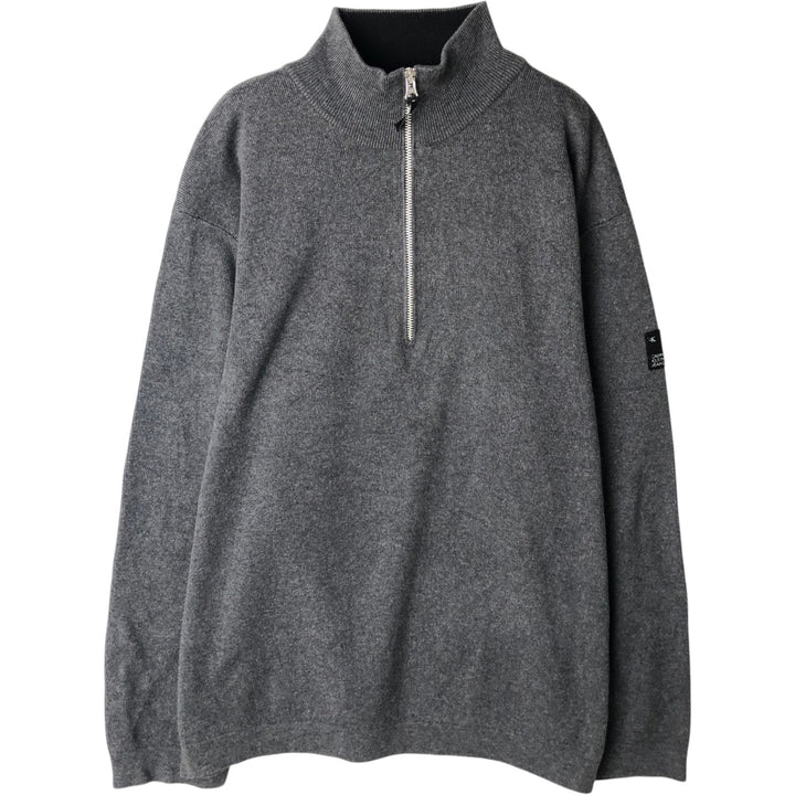 Calvin Klein cotton knit half-zip sweater, men's size L (approx.) cotton Charcoal Vintage Second Hand